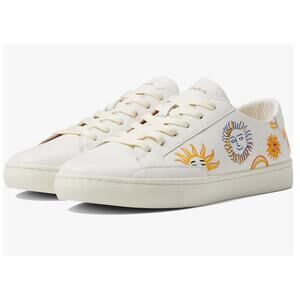 Soludos Womens Shine On Ibiza Classic Sneaker White Embroidered Leather Sz 7 NIB